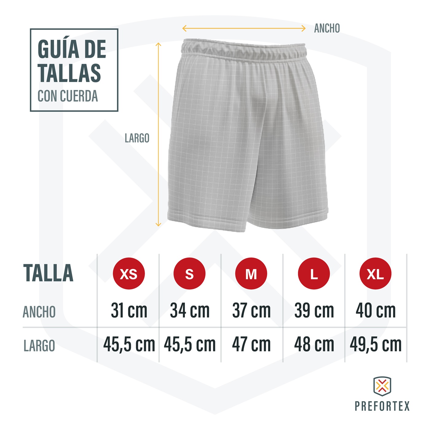 Talla pantalón corto deportivo con cuerda Policía Nacional