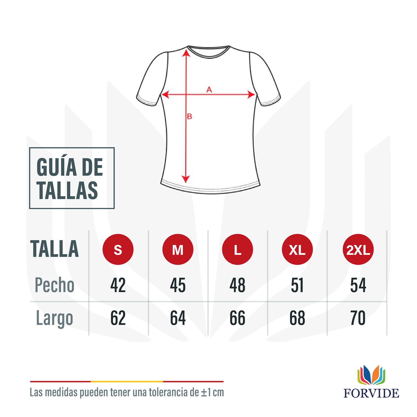 GUÍA DE TALLAS CAMISETA MUJER FORVIDE