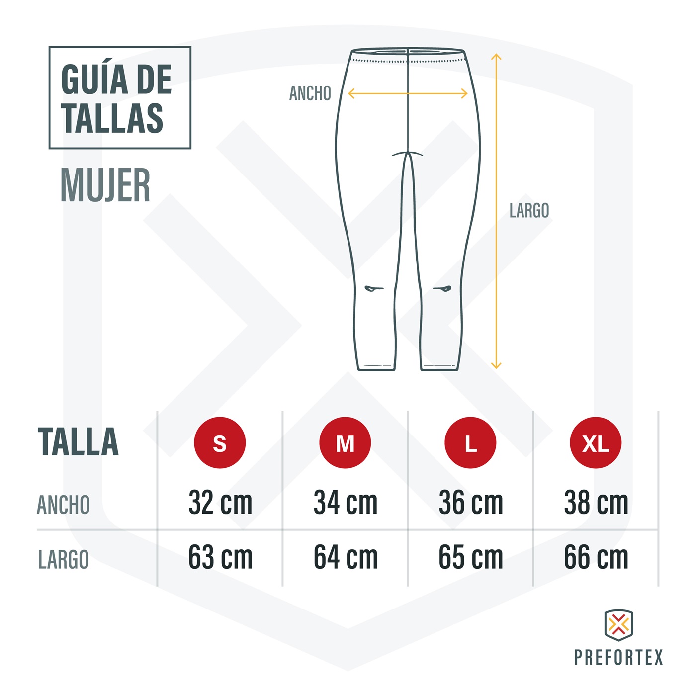 Tallas mallas deportiva mujer Prefortex