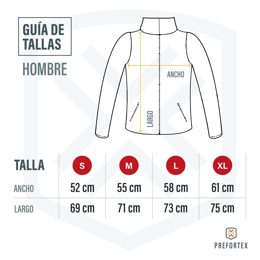 tallas sudaderas polares prefortex hombre